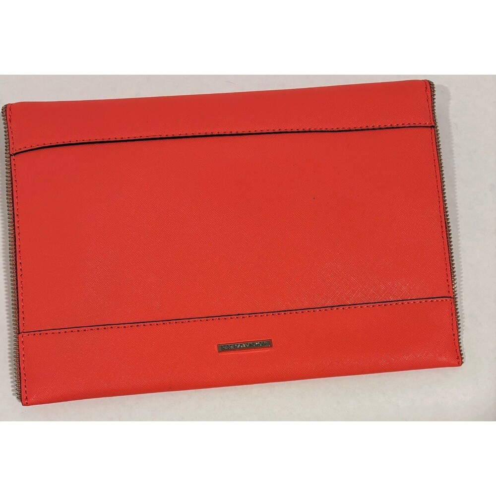 Rebecca Minkoff LEO envelope clutch leather color grapefruit zipper edge - Picture 2 of 6